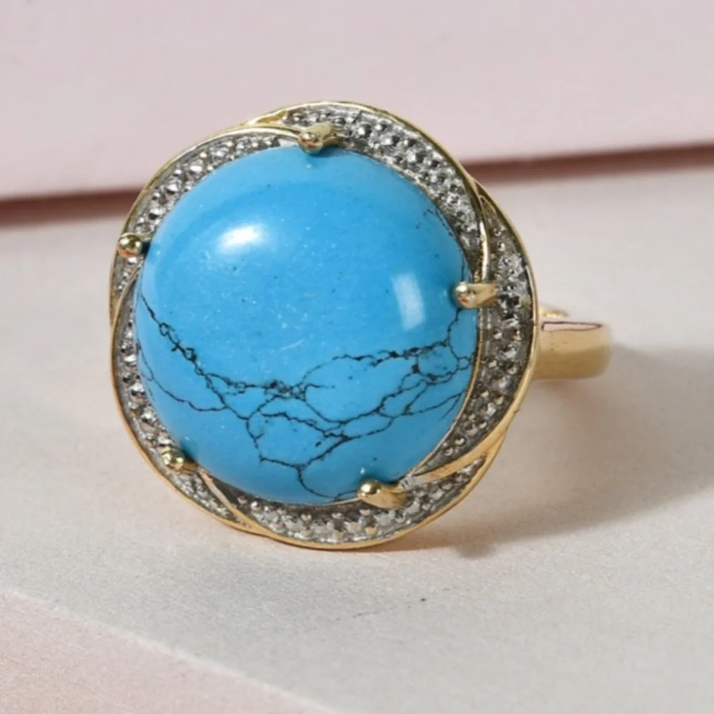 Blue Howlite Solitaire Ring